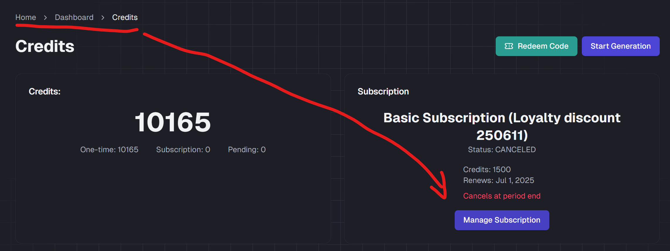 Unsubscribe from dashboard